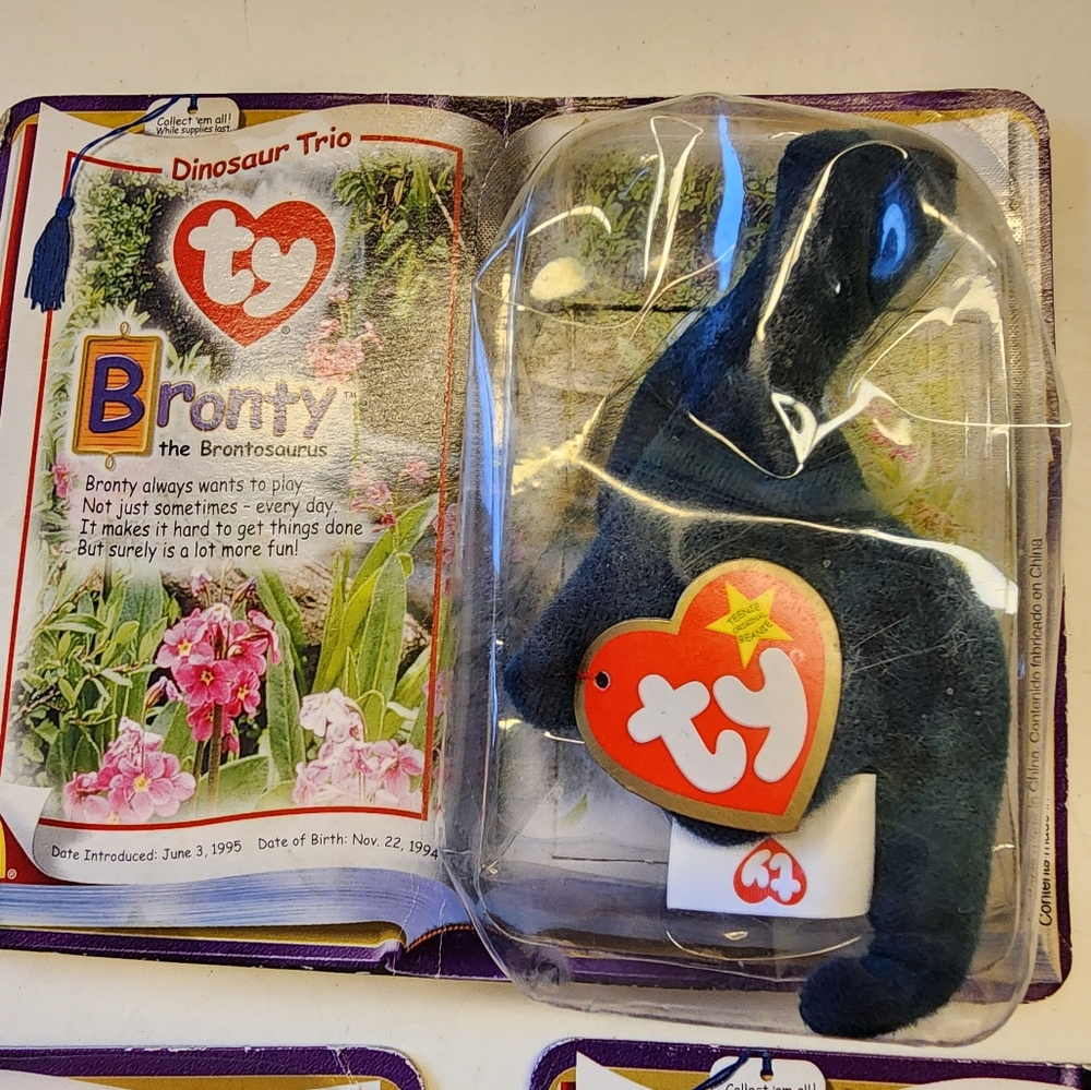 McDonalds Beanie Babies Dinosaur Trio 2000 Beanie Babies Rare - Picture 9 of 14